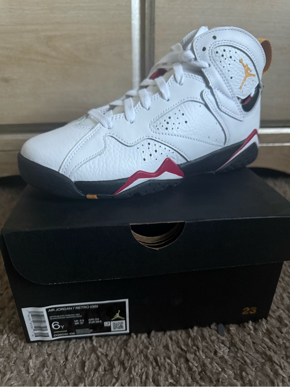 Jordan White Black Red Gold Retro Basketball Sneaker